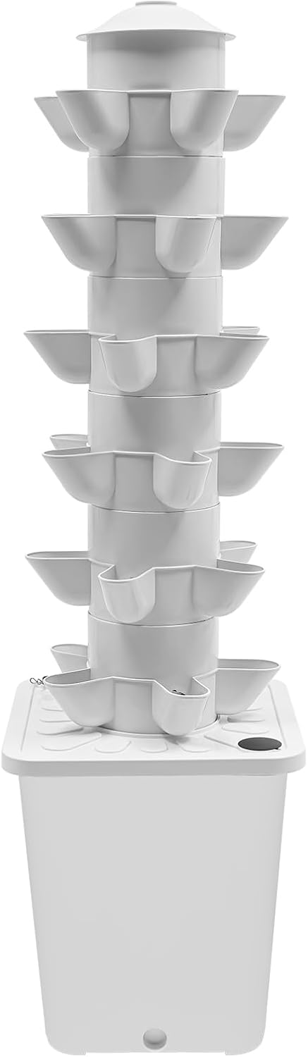Hydroponic Growing Tower System Kit, 30-Plant Vertical Hydroponics Garden Tower with LED Grow Light, for Outdoor Indoor Herbs Fruits Vegetables Smart Garden Planter Kit