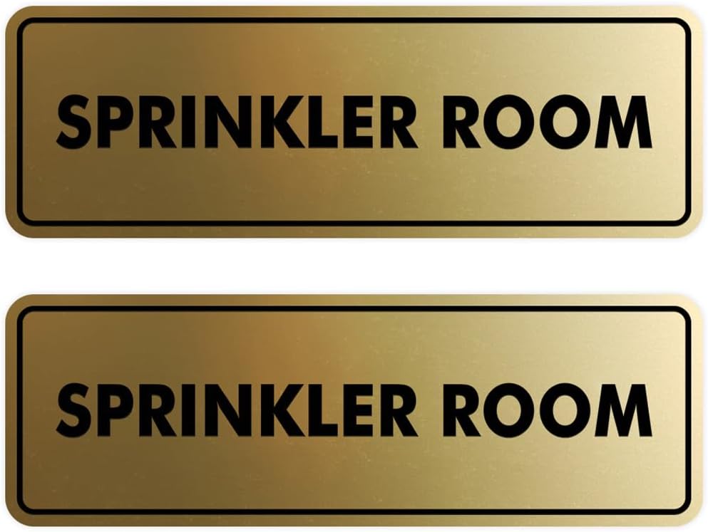 Signs ByLITA Standard Sprinkler Room Sign (Brushed Gold) - Medium 2 Pack