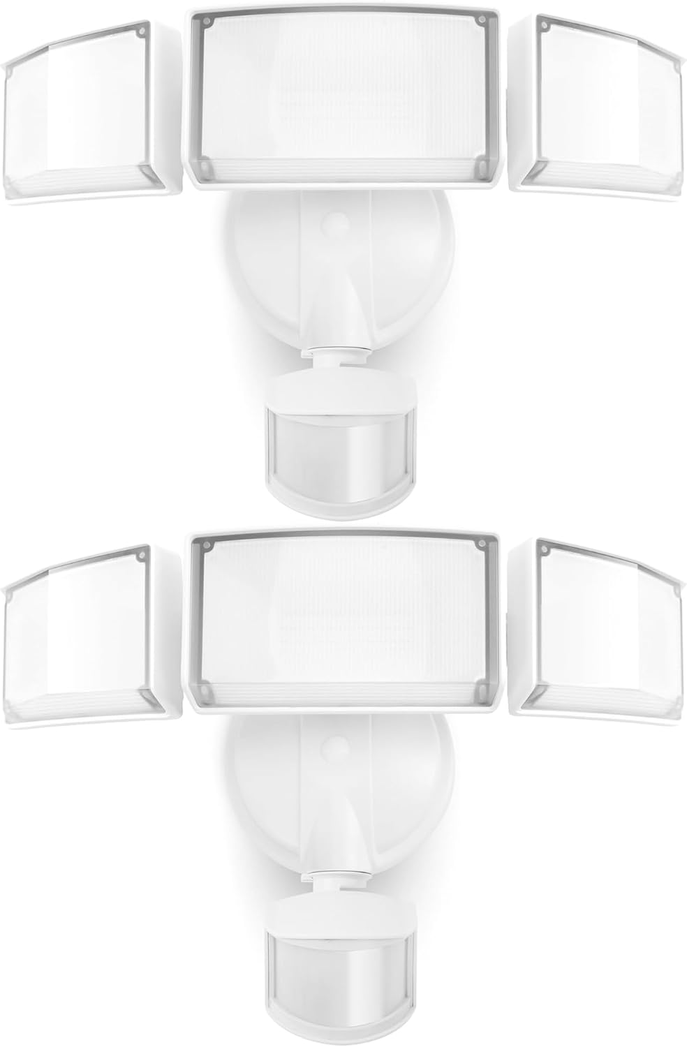 LUTEC 2 Pack 72W 7500LM LED Security Lights Motion Sensor Light Outdoor, 5000K Daylight, IP65 Waterproof, Dusk to Dawn, 3-Head Motion Detected Flood Light for Garage, Yard, Porch(White)