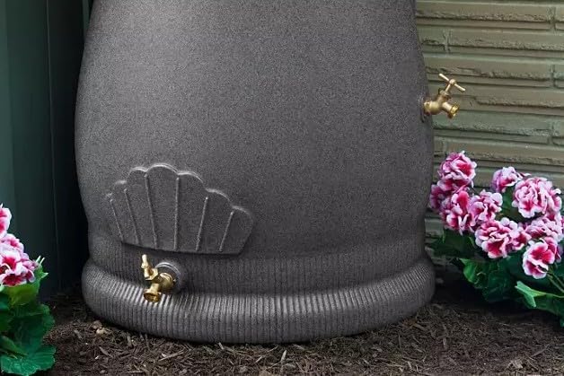 Rain Wizard Decorative Rain Barrel, 50 Gallon, with Brass Spigots (Dark Granite)