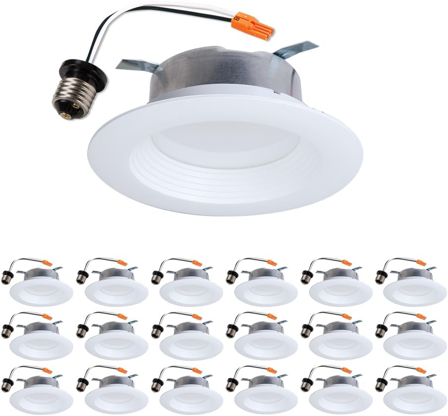 HALO LTE 4 Inch Indoor/Outdoor Recessed LED Trim Can Light, 3000K - Contractor Value Pack (18-Pack) - LTE46930-18PK