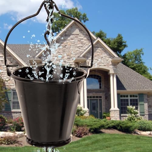 Rain Chain for Outside with 1 Adapter, Wrought Iron Rain Chains 9 FT Set,Rain Chains for Gutter with Rain Chain 16 Cup and Decorative Butterfly (Black)