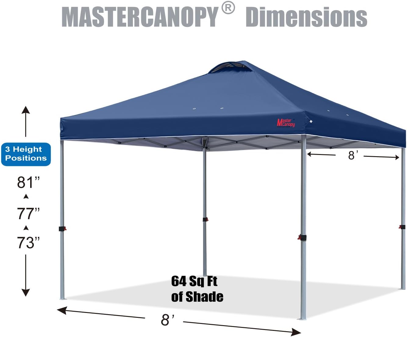 MASTERCANOPY Durable Pop-up Canopy Tent with Roller Bag (8x8, Navy Blue)