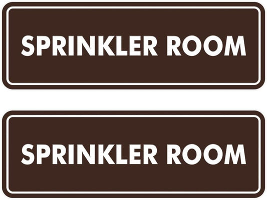 Signs ByLITA Standard Sprinkler Room Sign (Dark Brown) - Medium 2 Pack