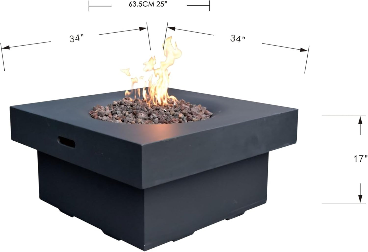 AMS Fireplace | Modeno | Branford | Firepit Table | Cover and Lava Rocks Included | (Fuel: Liquid Propane - Black)