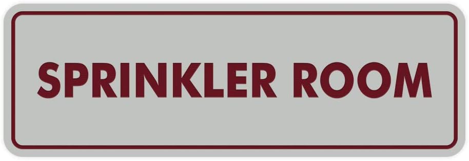 Signs ByLITA Standard Sprinkler Room Sign (Light Grey/Burgundy) - Medium