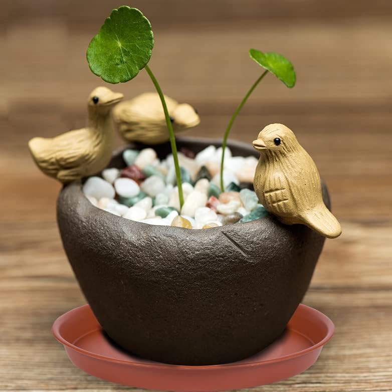 6 Pack of 4 inch Plant Saucer, Heavy Duty Plastic Plant Water Tray 4 inch Round, Pebble Tray, Plant Saucers for Indoors, Plant Dishes Saucer for Planter 3"/4" (4 inch, Terracotta)