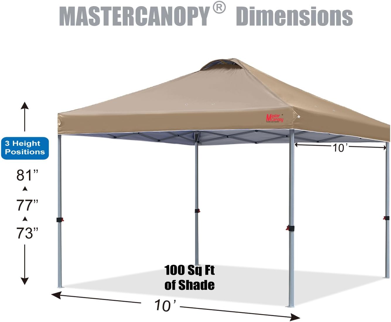 MASTERCANOPY Durable Pop-up Canopy Tent with Roller Bag (10x10, Khaki)