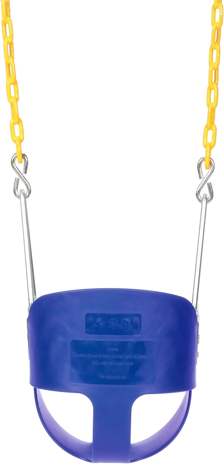 Eastern Jungle Gym Heavy-Duty High Back Full Bucket Toddler Swing Seat | Coated Chains Fully Assembled | Blue Swing Set Accessory