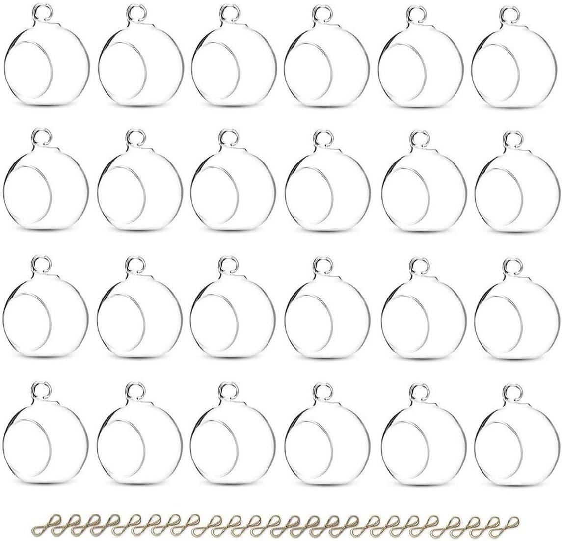 Sziqiqi 3.15" Glass Globes Glass Bulbs Hanging Tea Light Holder Terrarium Container Wedding Centerpiece Backyard Decoration Christmas Ornaments 20pcs+4 Extra
