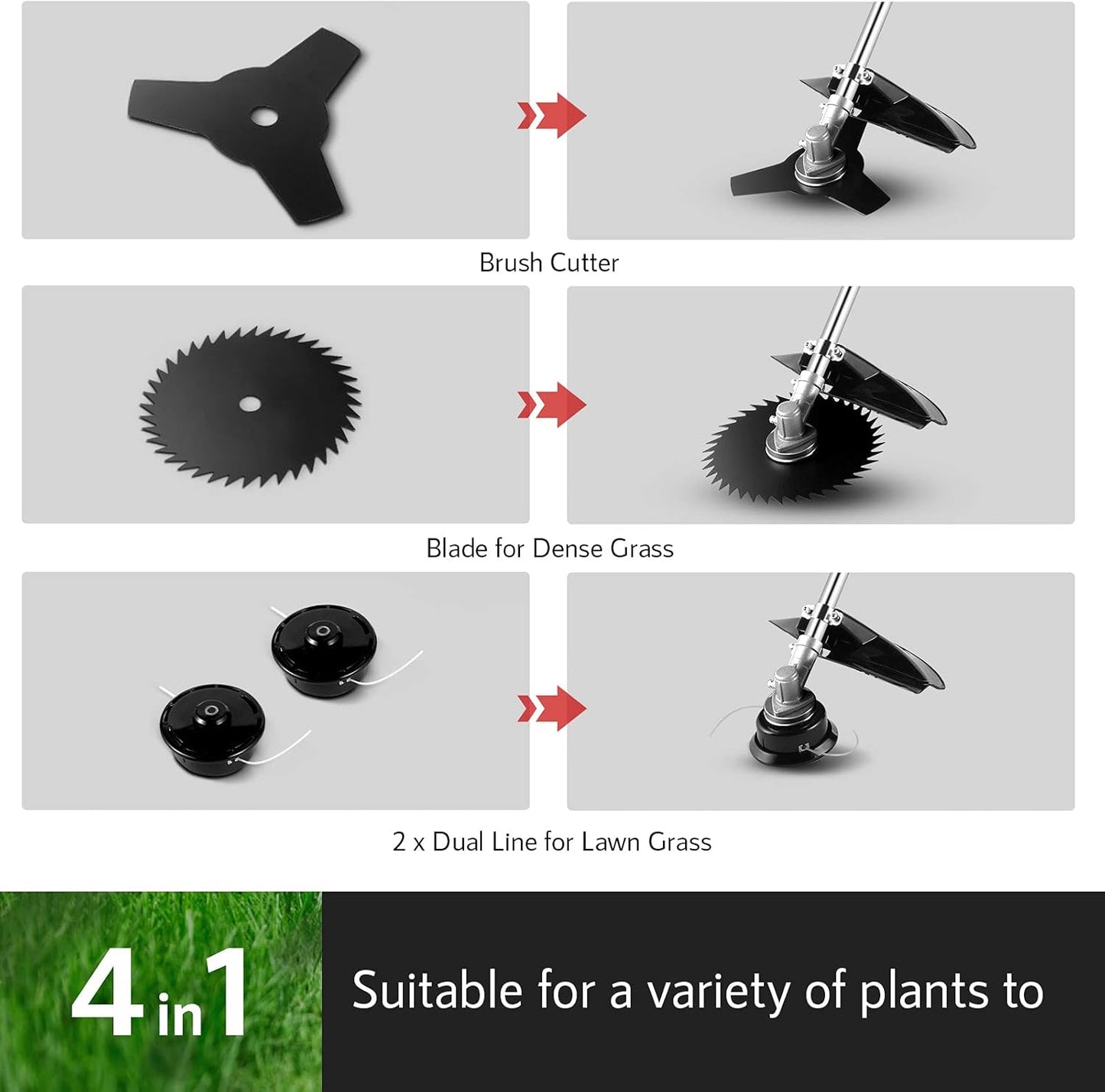 COOCHEER 58cc Gas Weed Eater, 4 in 1 String Trimmer 2-Cycle Gas Powered Weed Wacker Brush Cutter with 18.5’’ Cutting Path, Straight Shaft Weed Trimmer Grass Cutter for Yard, Garden Care, Orange