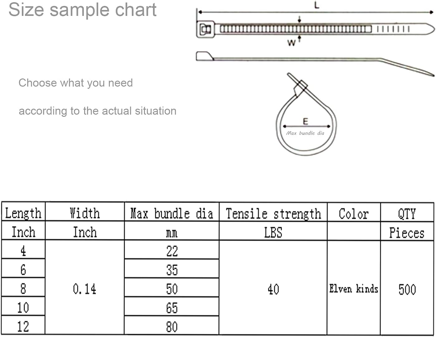 XINGO 8 Inch White Cable Zip Ties (500 Pack), 40 Lbs Tensile Strength-Heavy Duty, Self-Locking Nylon Plastic Nylon Wire Ties for indoor and outdoor use