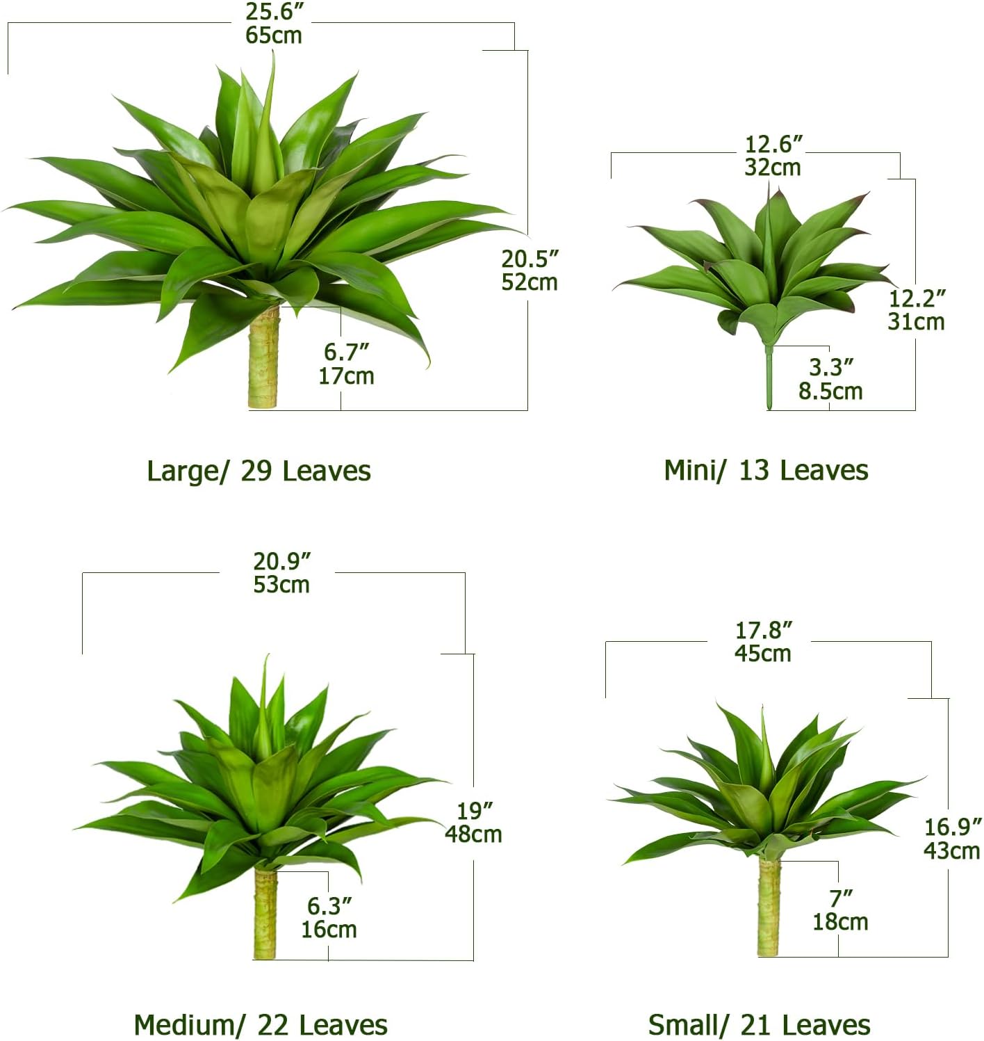 Artificial Agave Plants,Large UV Resistant Fake Agave Planters for Indoor and Outdoor Decorating Plantas Artificiales Decorativas Grandes(2Pack, 28")