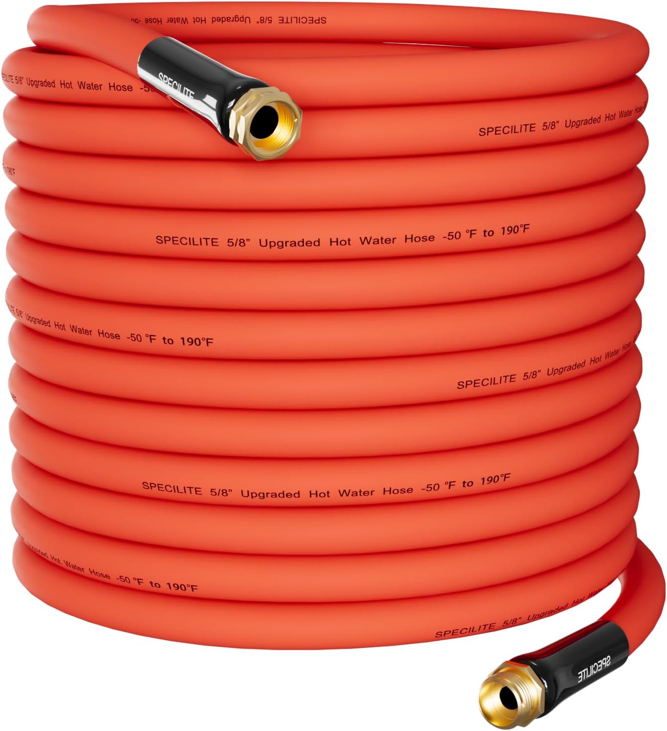 5/8" Hot/Cold Garden Water Hose 125 ft, -50℉-190℉,Flexible & Lightweight With 3/4" Brass Fittings for Yard, Outdoor, Farm, Red