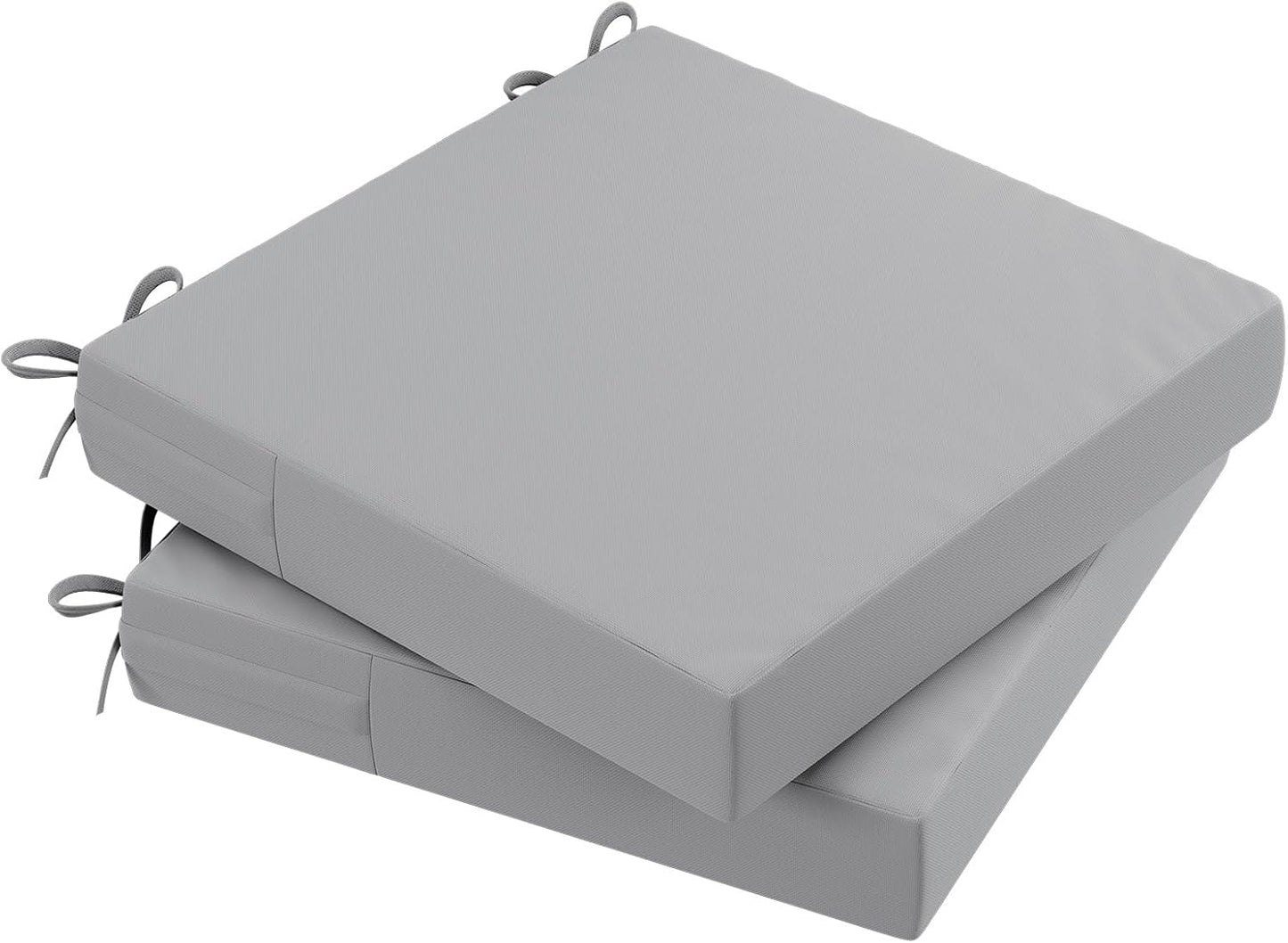 AAAAAcessories Outdoor Seat Cushions for Chairs, Waterproof, Fade-Resistant Patio Furniture Replacement Cushions, 20" x 20" x 3", Set of 2, Gray