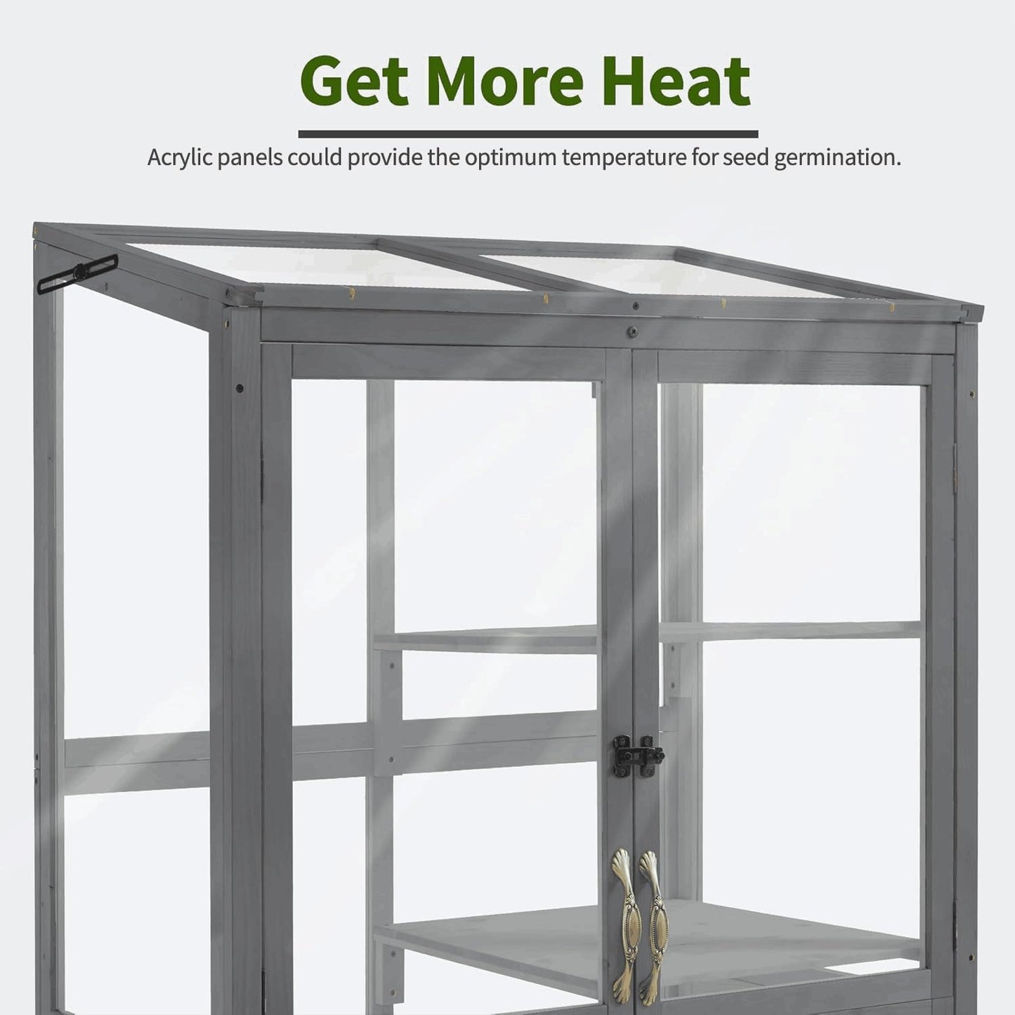 Macrout Cold Frame Greenhouse, Tall Wooden Greenhouse for Outdoor Indoor Use with Polycarbonate Panels, 3 Tier Garden Cold Frame with Drawer and Shelves, 0864 (Dark Grey)