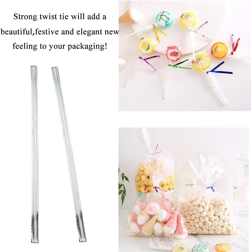 HAHIYO 300Pcs 4 Inches Silver Metal Twist Ties for Bread, Candy, Coffee, Plant Garden, Cellophane Treat Bags, Gift Wrapping, Halloween Party, Cake Present, Art Crafts