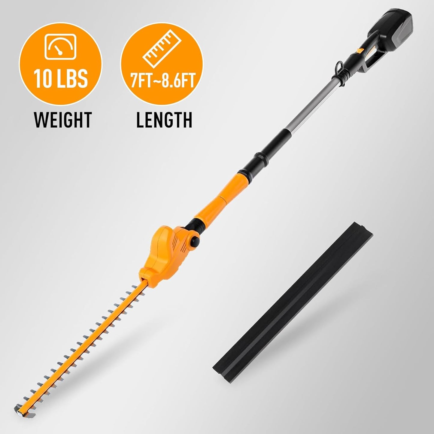 40V Pole Hedge Trimmer Cordless, 500mm Telescopic Range Pole Hedge Trimmer, 9 Rotary Positions Hedge Trimmer with Extension Pole, with 2Ah Battery and Charger Included