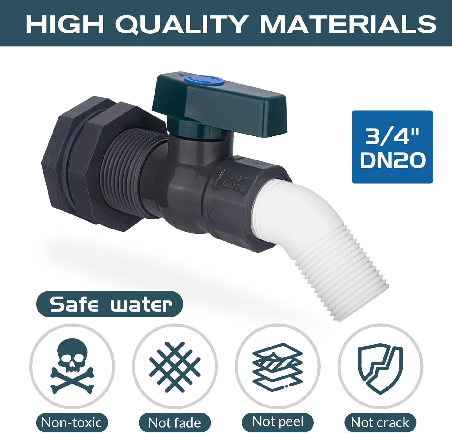 PVC Spigot Rain Barrel Faucet 3/4" PVC Bulkhead Fitting with Rain Barrel Valve＋3/4" Garden Hose Adapter Rain Barrel Spigot Kit with Bulkhead Fitting Adapter for Water Tanks