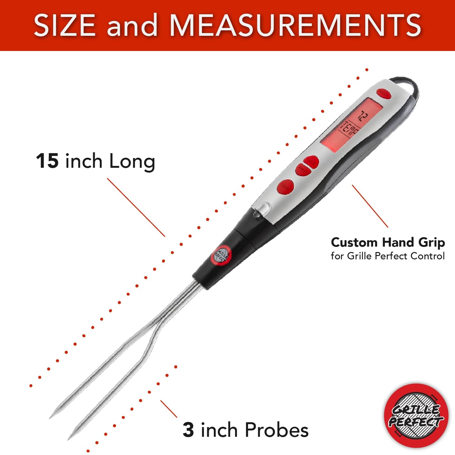 Digital Meat Thermometer Fork for Grilling and BBQ Fast Read Electronic Probes with Ready Alarm Quick Accurate Barbecue Temperature for Steak Chicken Hot Grilled Food