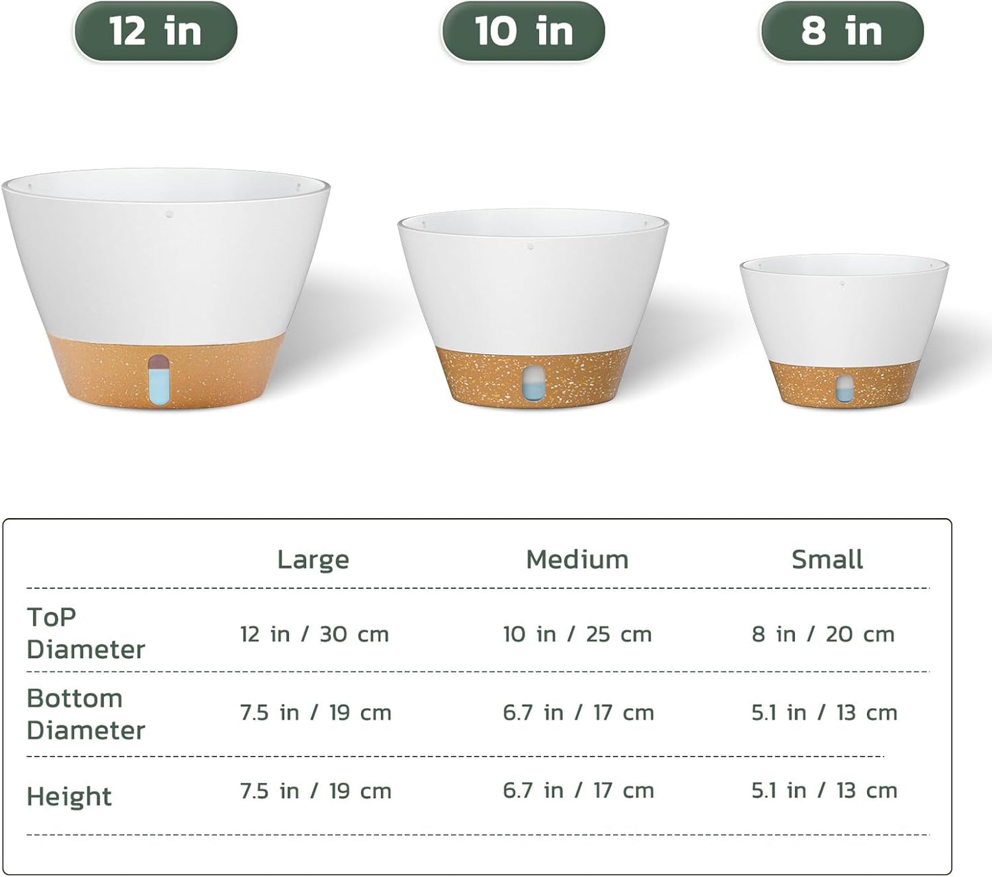 ZMTECH 12 Inch Hanging Planters for Indoor, 2 Pack Large Hanging Plant Pot with Visible Water Level and Chain, Self Watering Hanging Flower Pot for Outdoor Garden Porch(12Inch, White)