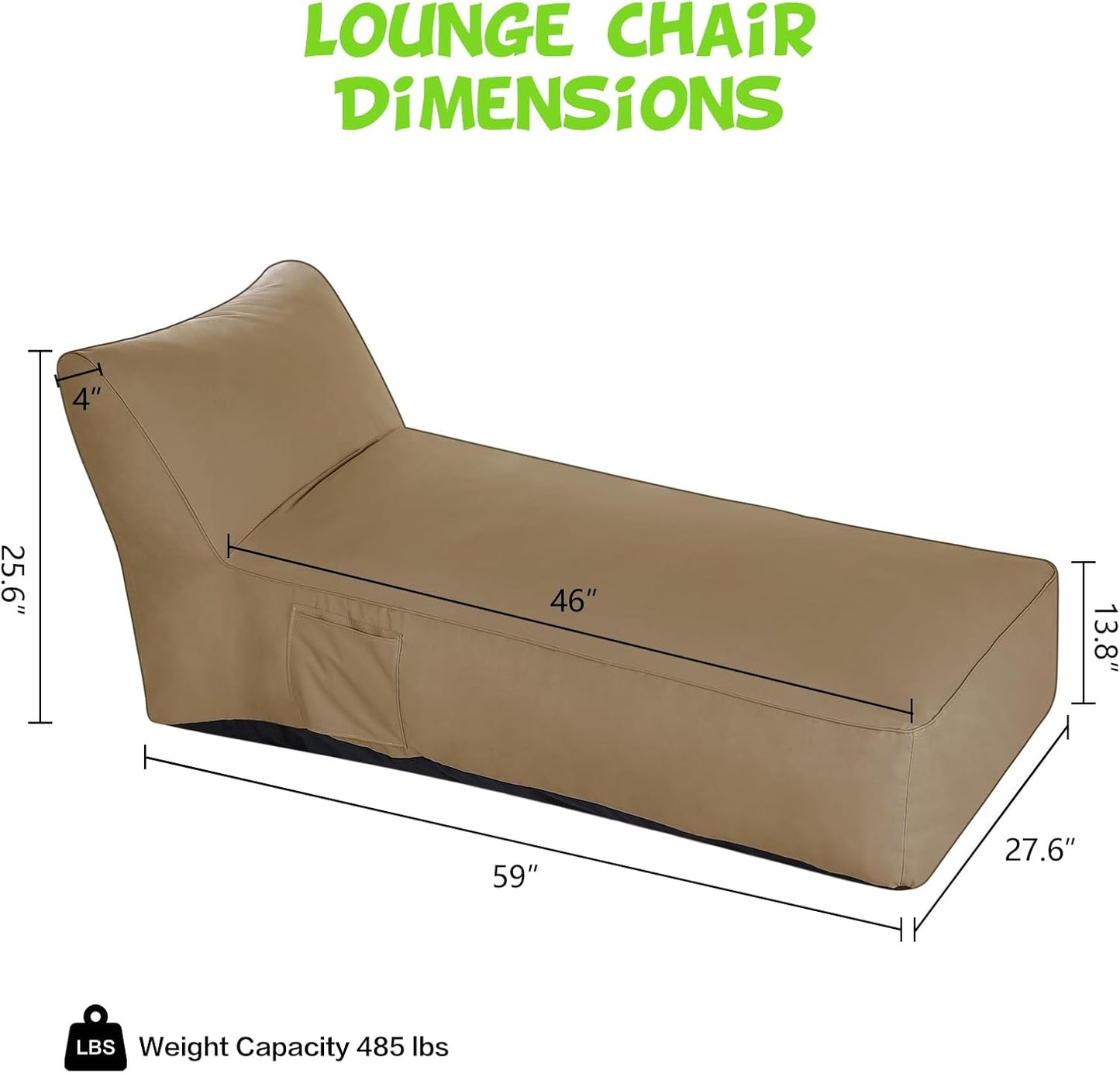 Modern-Depo Outdoor Chaise Lounge Chair, Sunbed UV Resistant Sofa Couch Patio Furniture Waterproof Outside Sunlounge Reclining Sunbathing Bed Comfy Single Chaise Daybed for Garden, Pool, Beach, Beige