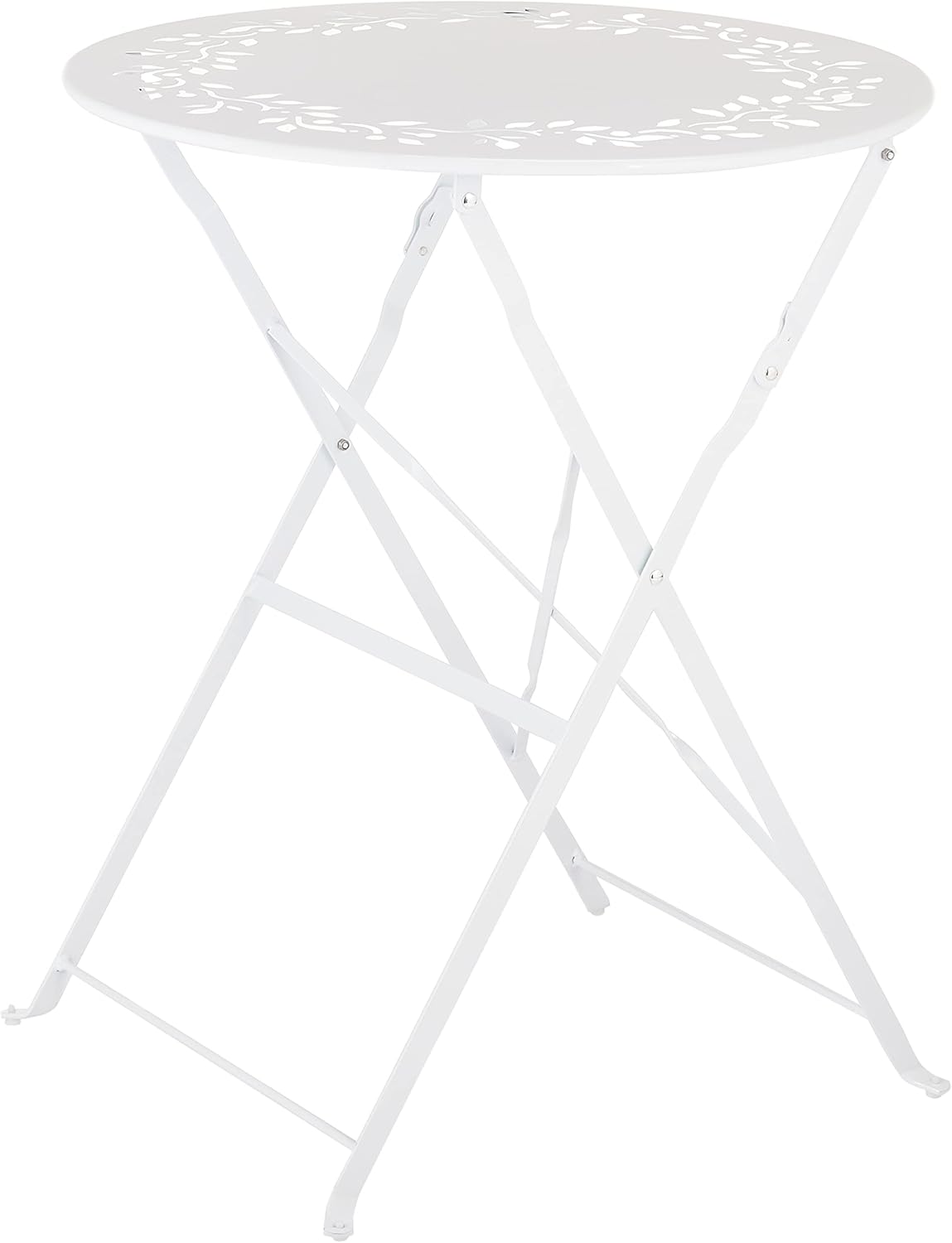 Alpine Corporation Indoor/Outdoor 3-Piece Bistro Set Folding Table and Chairs Patio Seating, White