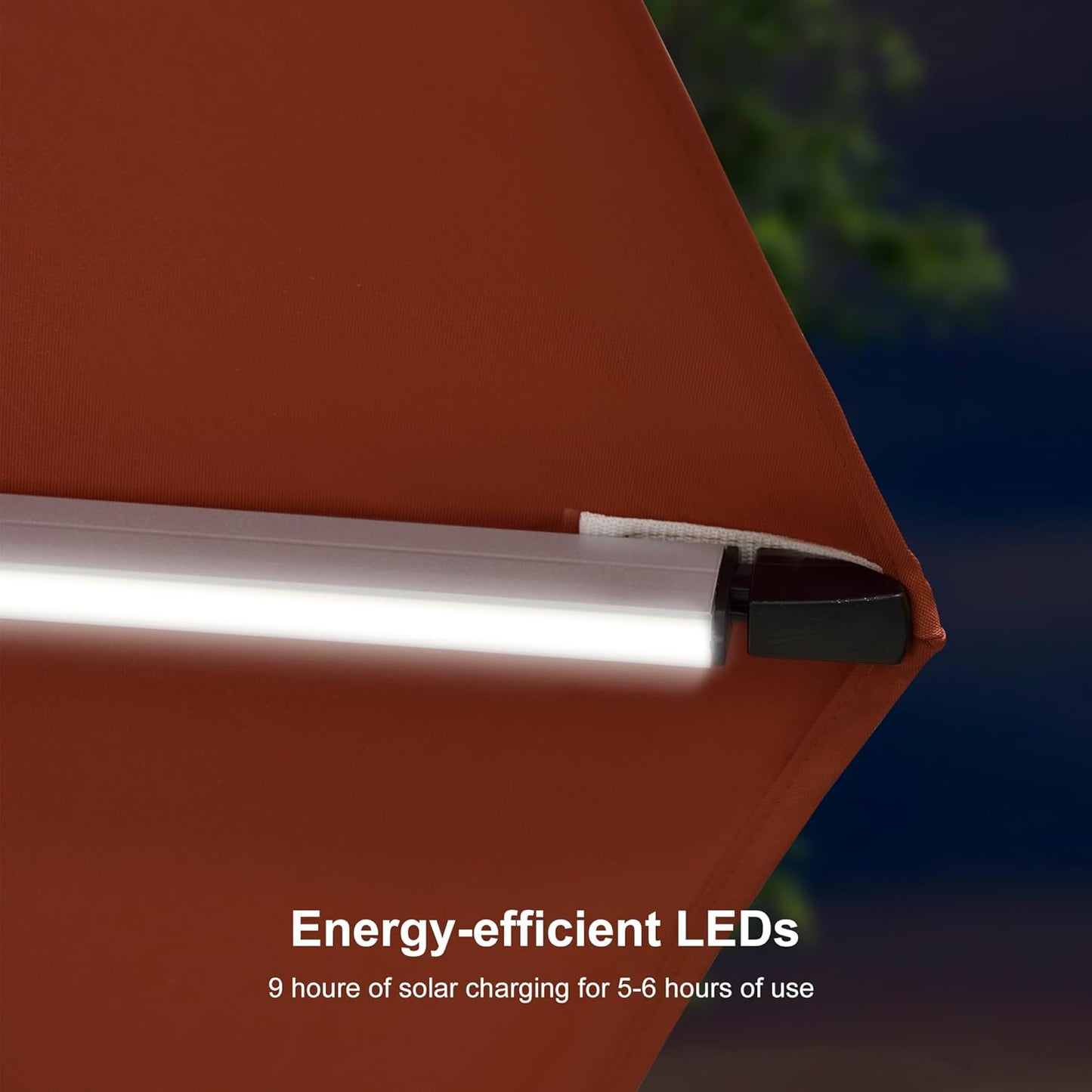 PURPLE LEAF 11ft Patio Umbrella With Base Solar powered LED Cantilever Umbrella with LED lights Windproof Outdoor Offset Umbrella for Garden Deck Pool Patio, Brick Red