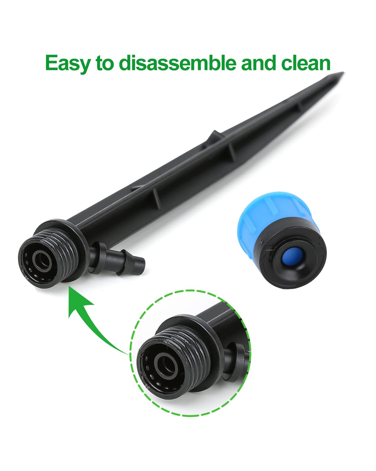 50 Pack Drip Irrigation Emitters Adjustable Irrigation Dripper 360 Degree Full Circle Pattern Water Flow Bubbler with Stake for 1/4 inch Irrigation Hose for Garden Greenhouse