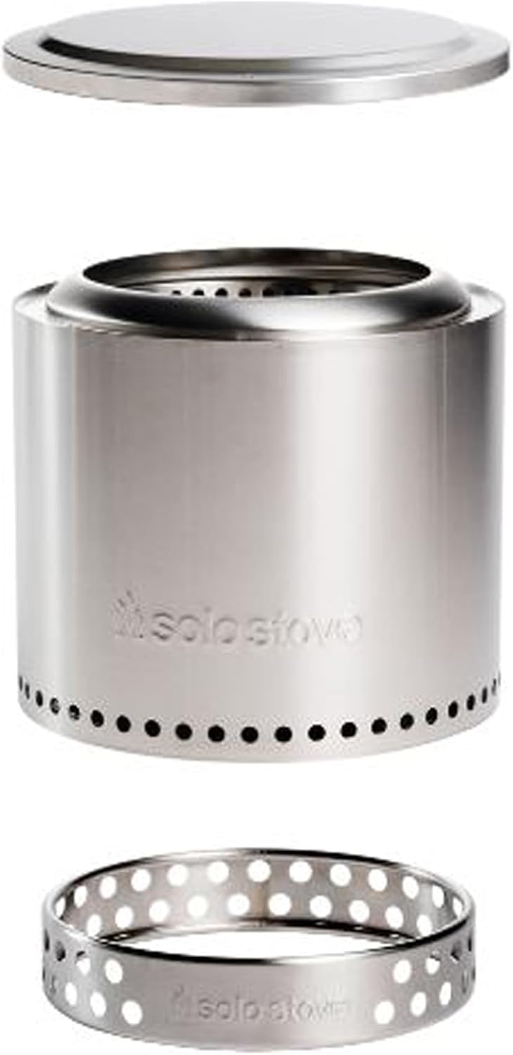 Solo Stove Ranger Essential Bundle | Ideal for 2–4 People | Smokeless Wood Burning Fire Pit with Stand, Lid & Ash Pan | Portable Outdoor Camping Stove, Stainless Steel, 15.25" H x 15" D