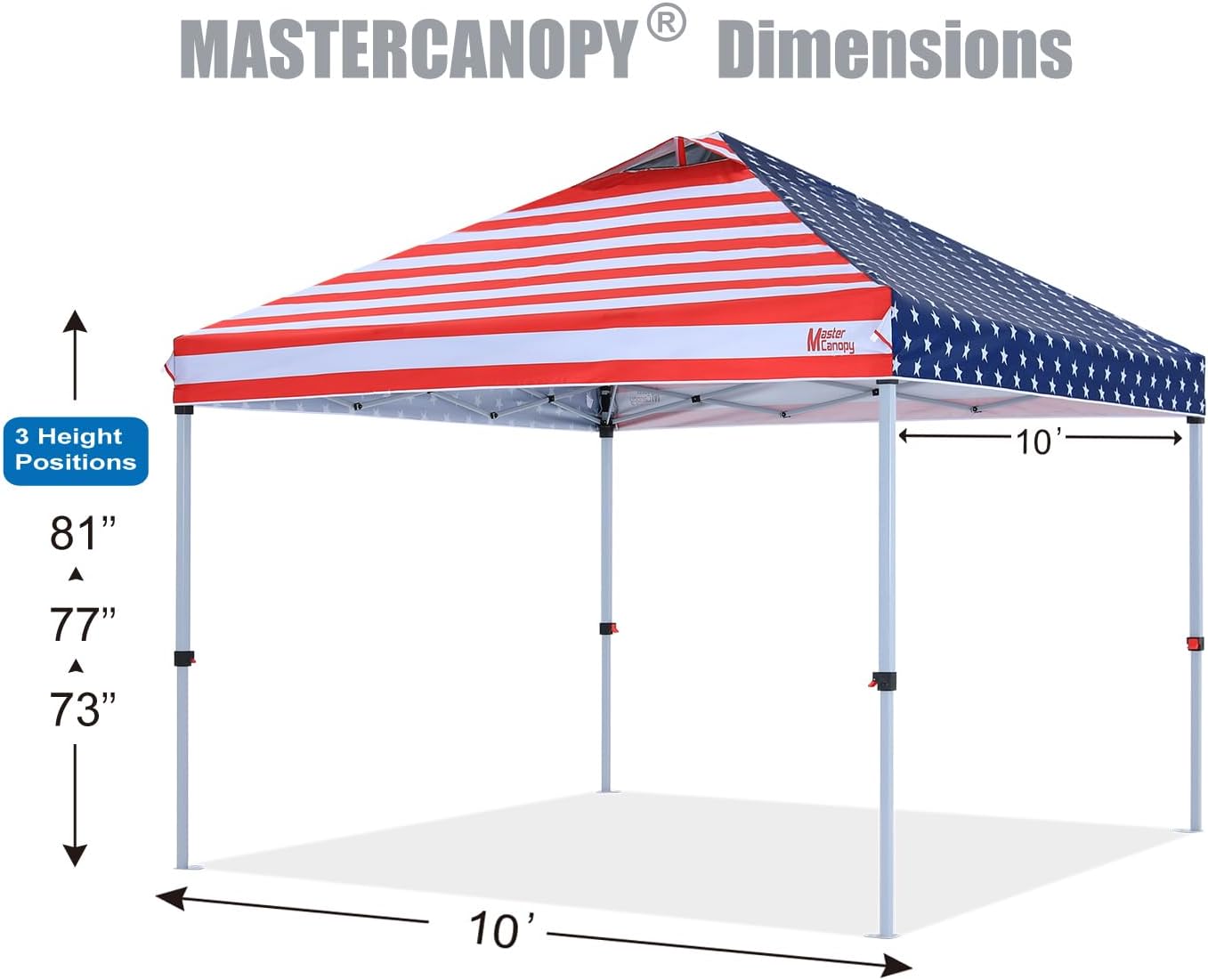 MASTERCANOPY Durable Pop-up Canopy Tent with Roller Bag (10x10, American Flag)