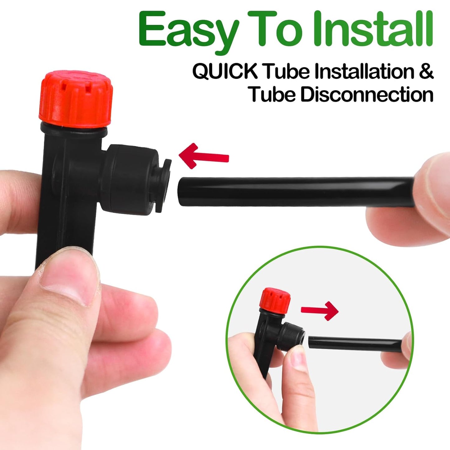 Push-to-Fit Drip Irrigation Emitters for 1/4" Drip Irrigation Tubing, 30 Pieces Adjustable 360 Degree Water Flow Drippers Sprayer on Stake 360° Full Circle Multi-Stream Irrigation Drippers