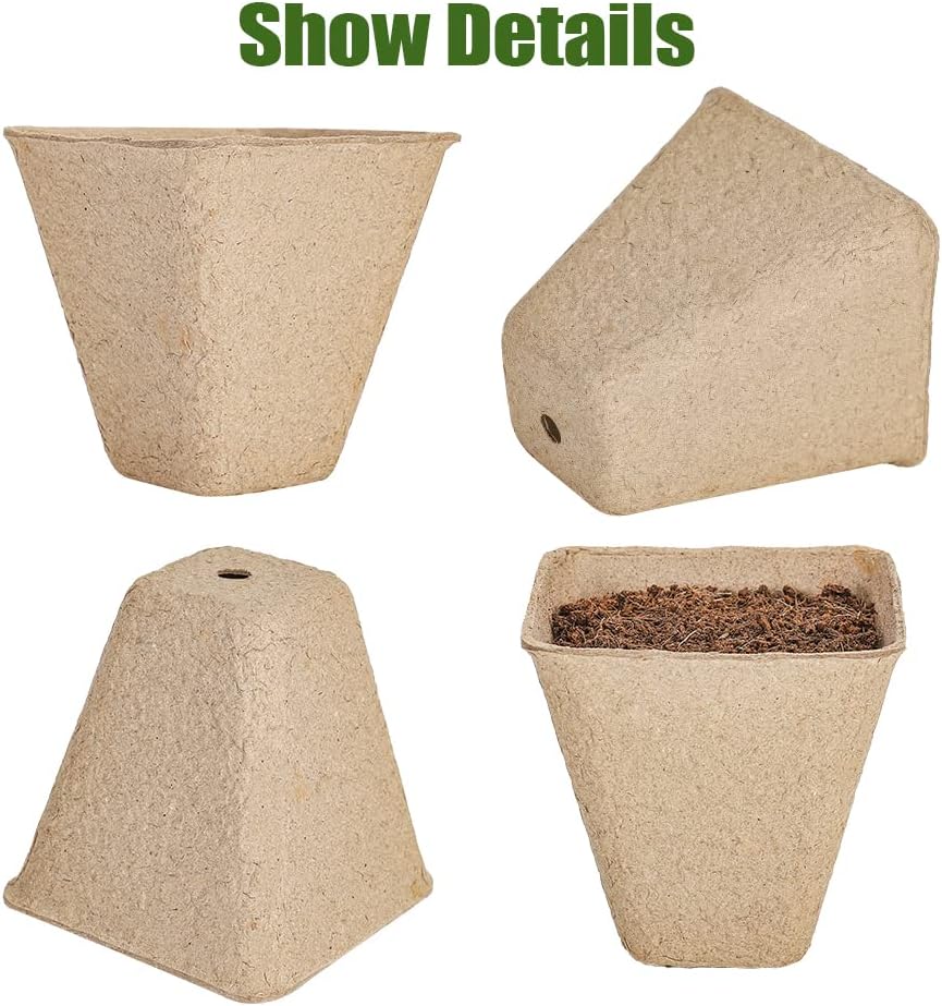 126 Packs Square Peat Pots, 3.15 Inch Seed Starting Pots with Drainage Holes Square Nursery Pot,Biodegradable Eco-Friendly Round Plant Seed Starter Peat Germination Seedling Trays