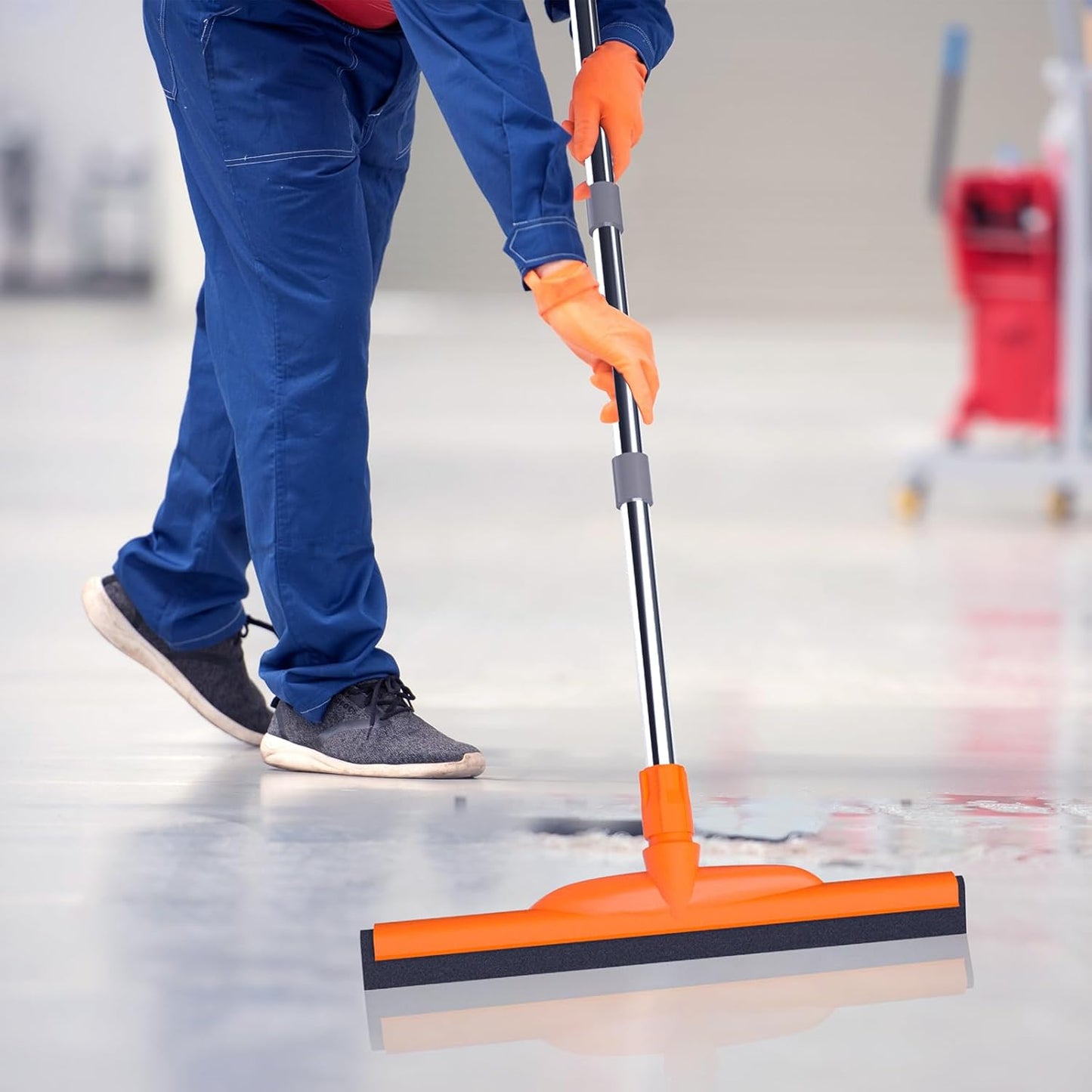 ITTAR Heavy-Duty Floor Squeegee, 62" Adjustable Handle, EVA Foam Blade, Ideal for Concrete, Garage, Patio & More