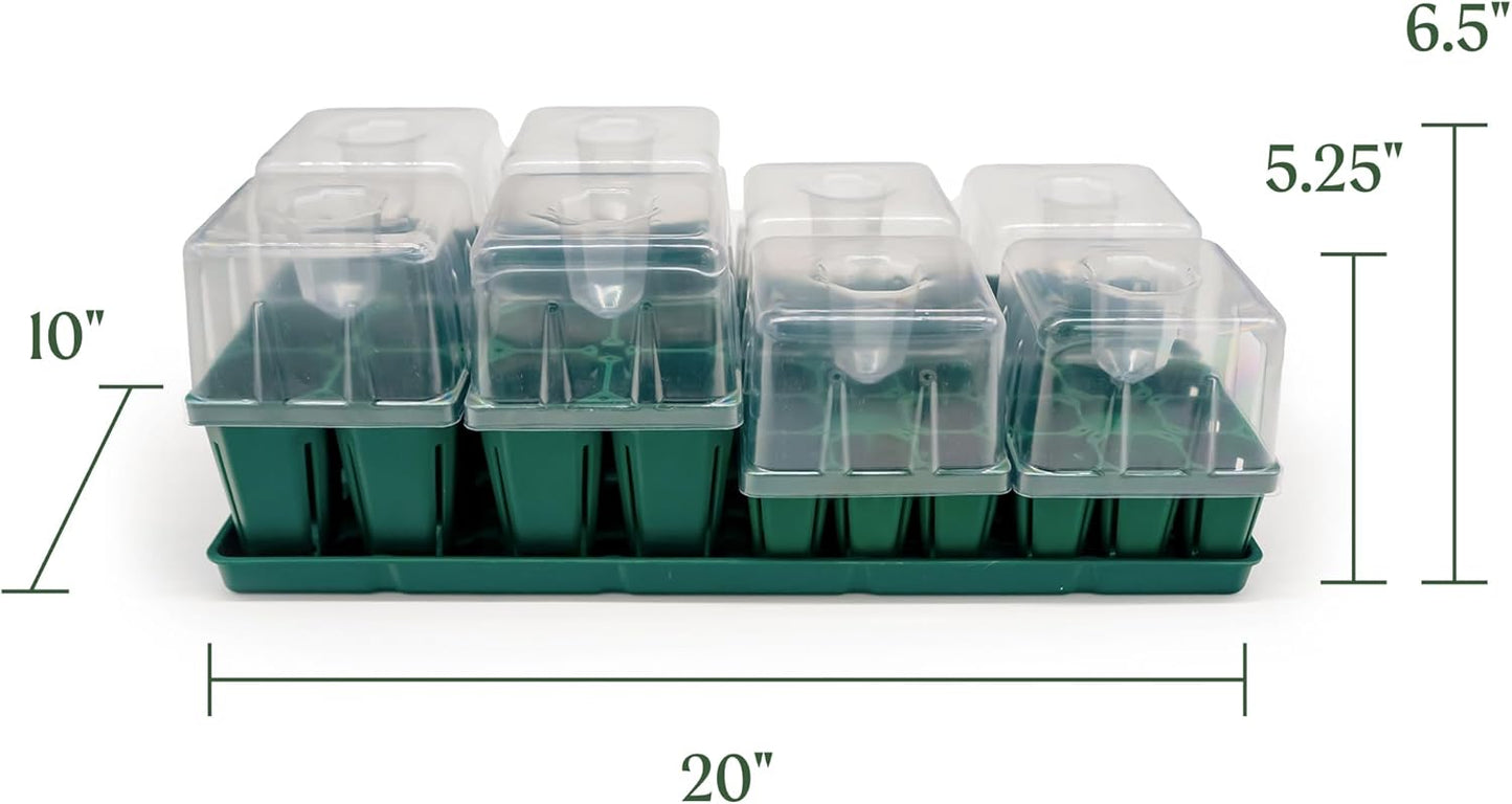 Vego garden Seedling Suite Products, 4 Pack Jumbo Seedling Trays and 4 Pack Standard Seedling Trays with Seedling Tray Lids and 10" x 20" Bottom Watering Trays