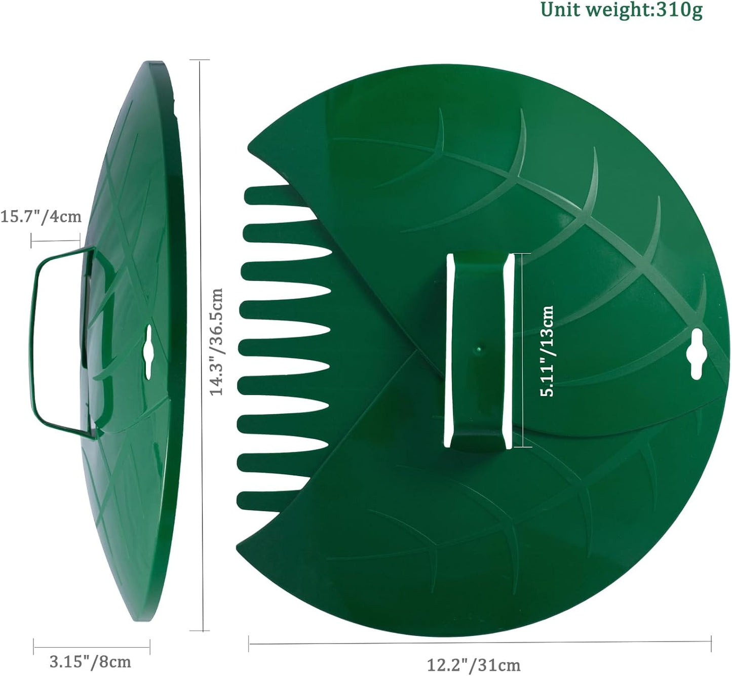 Eastrans 2set Leaf Scoops and Hand Rakes,Leaf Claws for Picking up Leaves,Grass Clippings and Lawn Debris,Dark Green,4pcs
