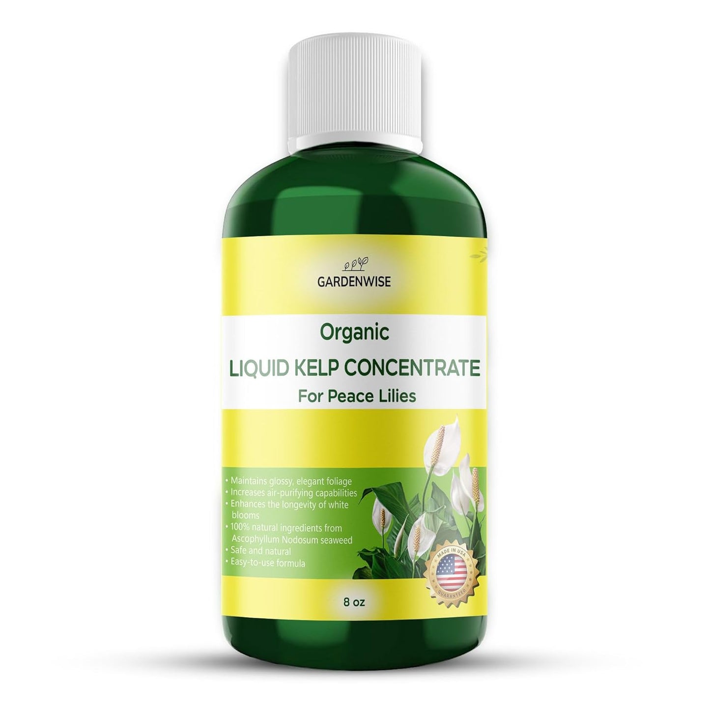 Organic Premium Kelp Seaweed Fertilizer for Peace Llily - Liquid Plant Food - Nutrient-Rich Soil Enhancer - Natural Plant Food for Spathiphyllum (8 OZ)