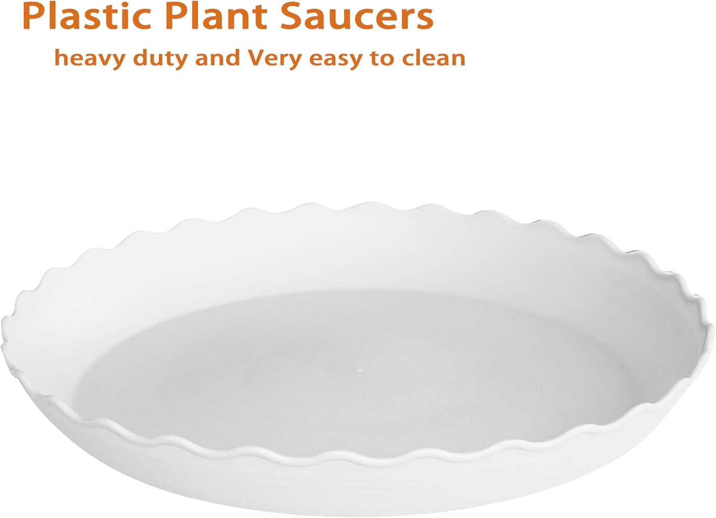 6 Pack Plant Saucer 10 inch, Heavy Duty Plastic Plant Saucers, Durable Plant Tray for Pots, Flower Saucers for Indoors, Plant Pot Saucers, Trays for Planter (White)
