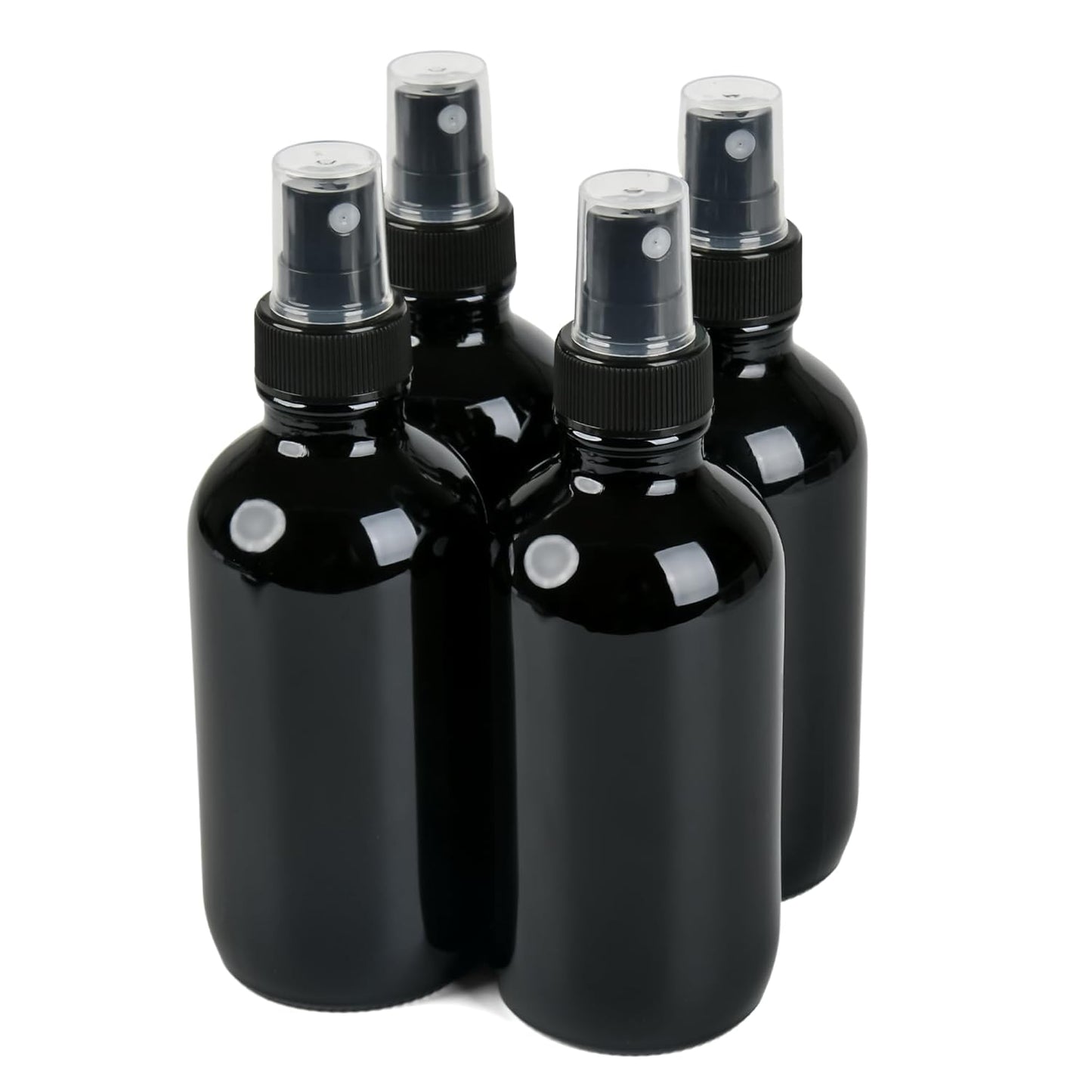 4 PCS, 4 oz Black Glass Mini Spray Bottles, Fine Mist, Refillable Containers for Cleaning Solutions and Skin Care