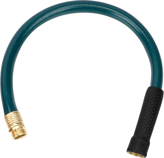 Worth Leader Short Garden Hose 3/4 in. x 2 ft. -Heavy Duty,Durable,Lightweight,Male to Female Fittings -No Kink Leakproof PVC Flexible Water Pipe -Brass Aluminum Ends for Household & Commercial -Green