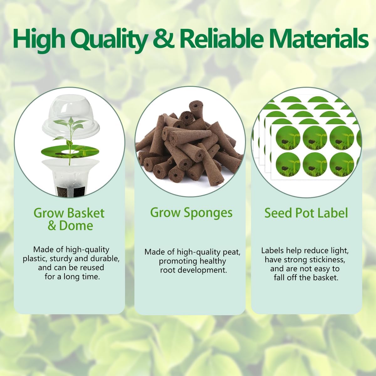 73pcs Seed Pod Kit for Aerogarden, Hydroponics Garden Accessories for System Compatible with Hydroponics Supplies from All Brands, 18 Grow Sponges, 12 Plant Baskets & Domes, 30 Pod Labels, 1 Tweezer