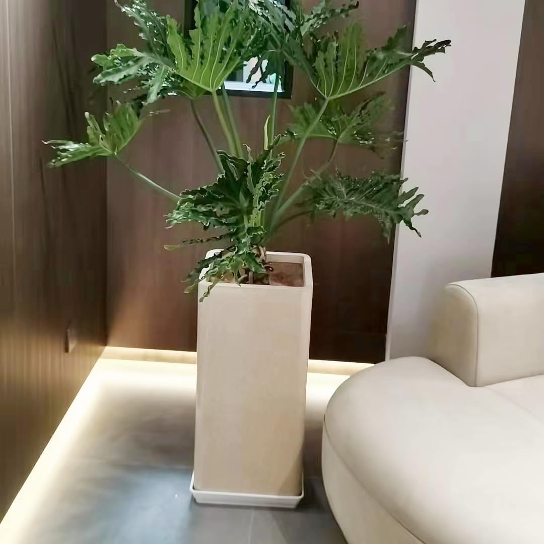 4 Pack Square Plant Saucer 18 Inch, Durable Plastic Plant Saucer, Heavy Duty Plant Pot Saucers, Planters for Indoors and Outdoors Plants，Large Deep Plant Trays for Pots,