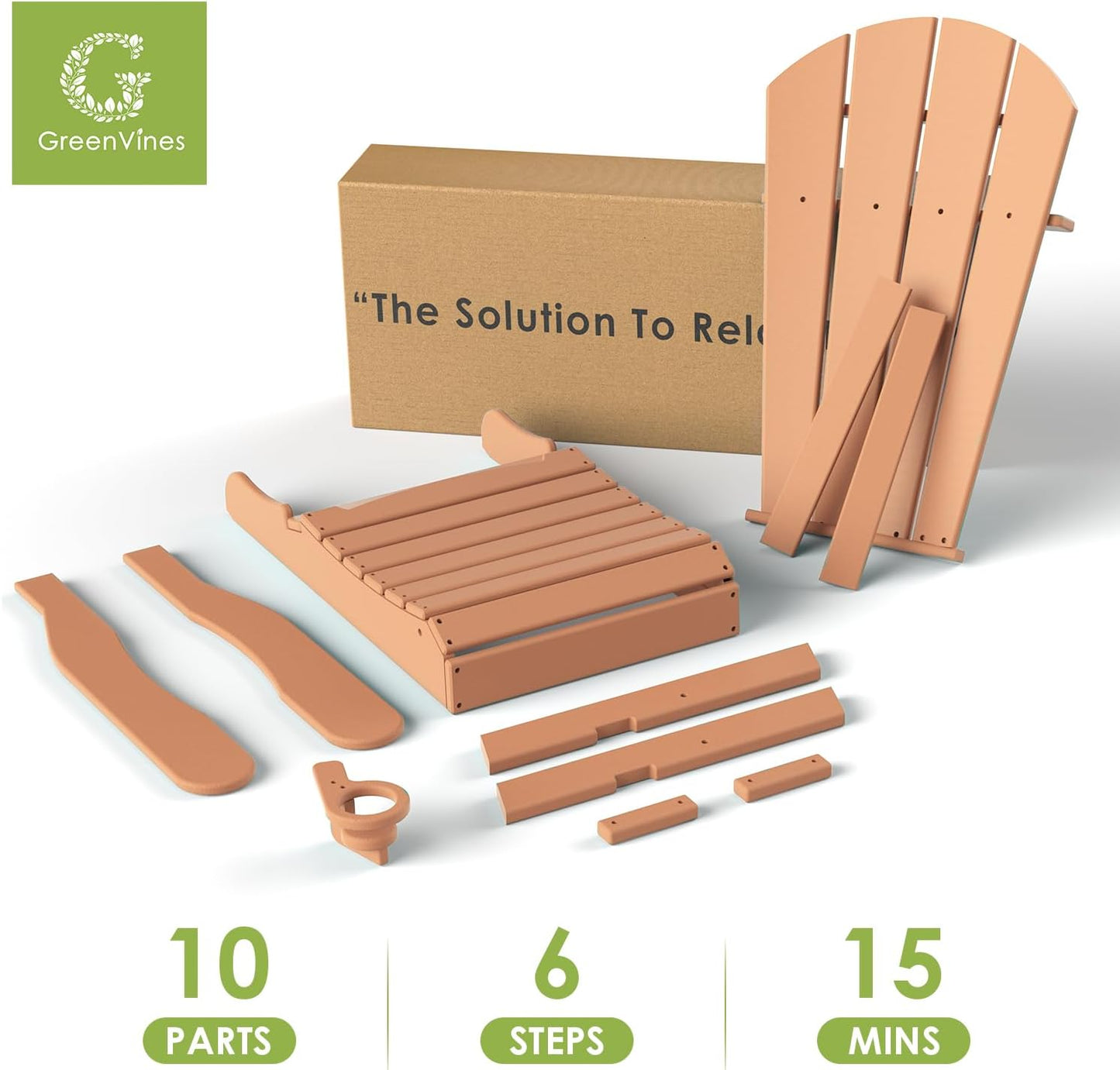 GREENVINES Folding-Adirondack-Chairs-Set-of-2 | HDPE Plastic | Fire Pit Chair | All Weather | Cup Holder | Teak | for Deck Backyard Patio Outdoor Garden