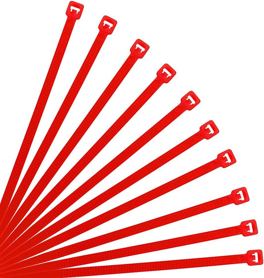 XINGO 10 Inch Cable Zip Ties (500 Pack), 40 Lbs Tensile Strength-Heavy Duty, Self-Locking Nylon Plastic Nylon Wire Ties for indoor and outdoor use(Red)