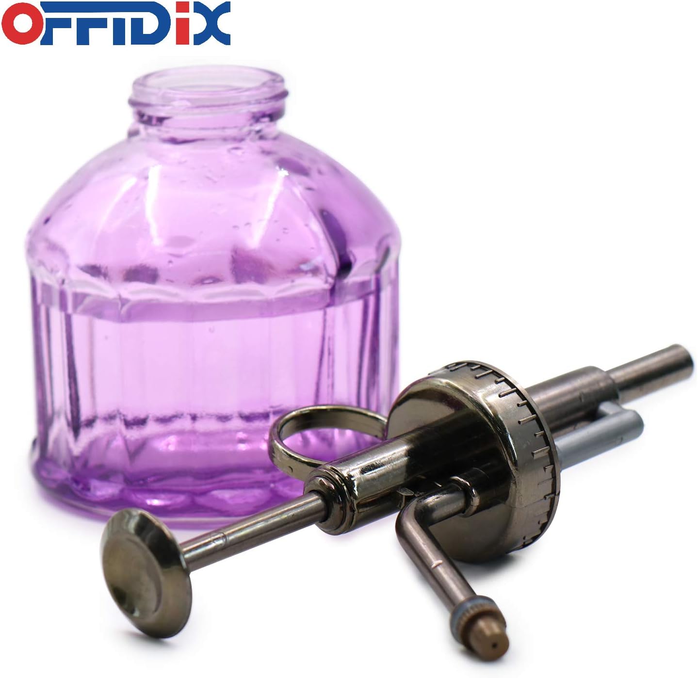 OFFIDIX Glass Watering Spray Bottle,Plant Mister watering can indoor with Bronze Plastic Top Pump, Glass Small Watering Can for Garden, Plants, Cleaning (Purple)