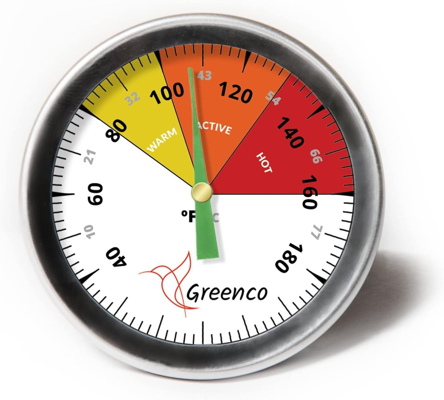 Compost Soil Thermometer by Greenco, Stainless Steel, Celsius and Fahrenheit Temperature Dial, 20 inch Stem