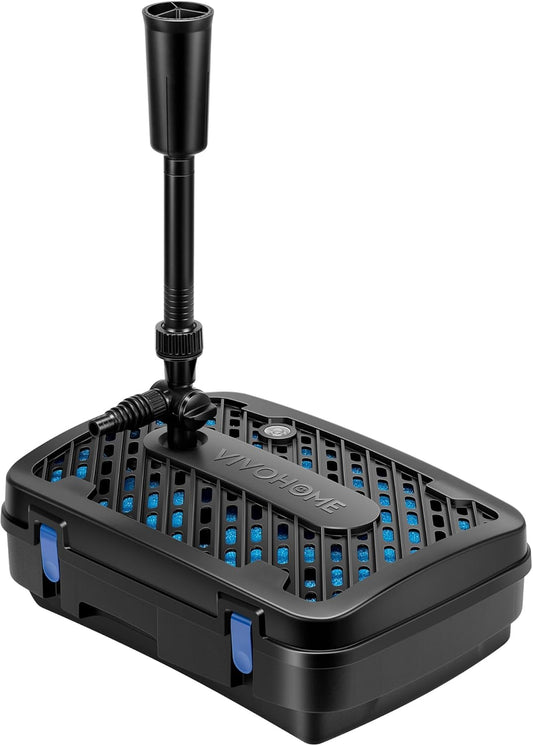 VIVOHOME All-in-One Pond Filter Fountain System Kits, 260 GPH Submersible Water Pump for Ponds up to 790 Gallons