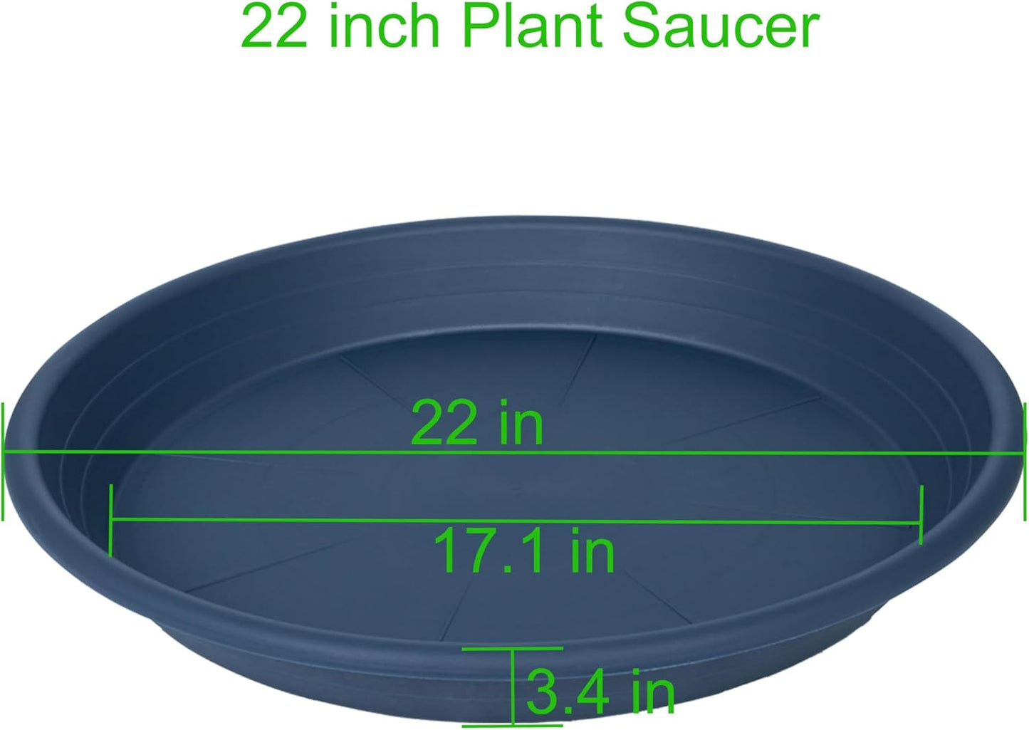 2 Pack of 22 inch Plant Saucer, Large Plant Tray, Heavy Sturdy Plant Drainage Tray for Indoors, Bird Bath Bowls, Sturdy Plastic Pot Tray for Planter 20 21"(Blue)