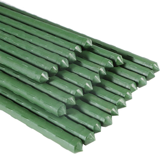 Garmeinea Garden Stakes 36 Inches Plastic Coated Steel Plant Stakes for Growing Climbing Plants, Pack of 25