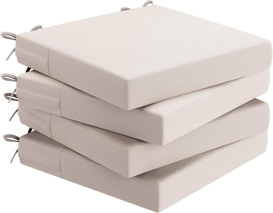 AAAAAcessories Outdoor Seat Cushions for Chairs, Waterproof, Fade-Resistant Patio Furniture Replacement Cushions, 18.5" x 16" x 3", Set of 4, Khaki Beige